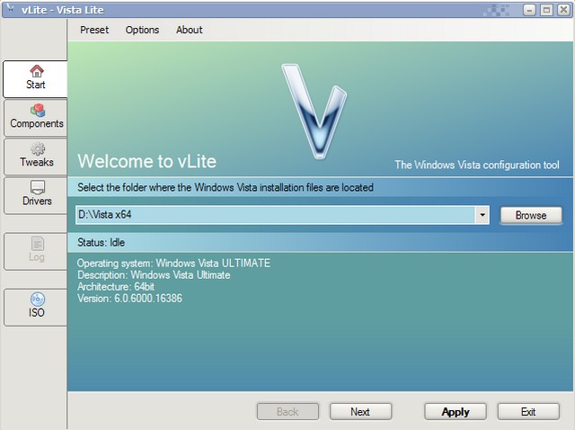 Program vLite (Vista Lite) 1