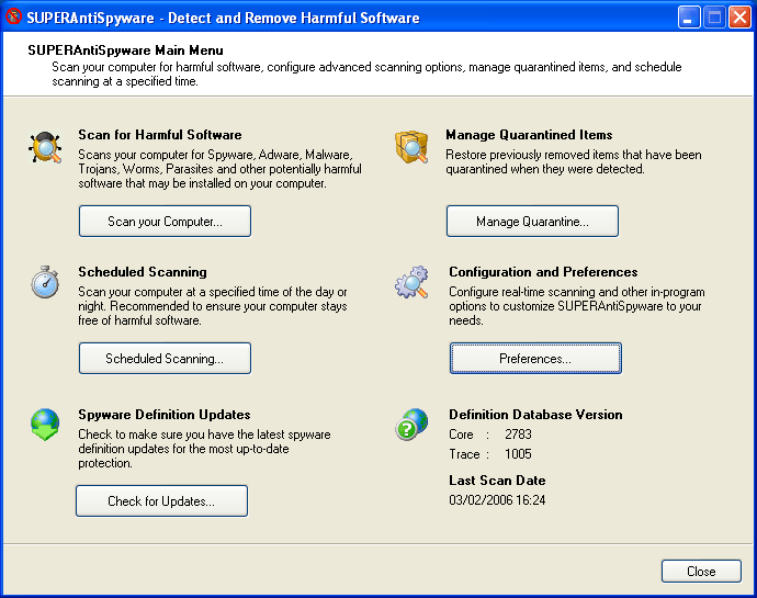 Program SuperAntiSpyware Free Edition 2