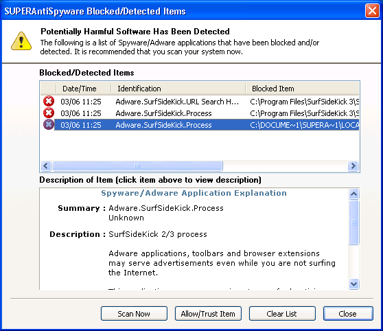 Program SuperAntiSpyware Free Edition 4