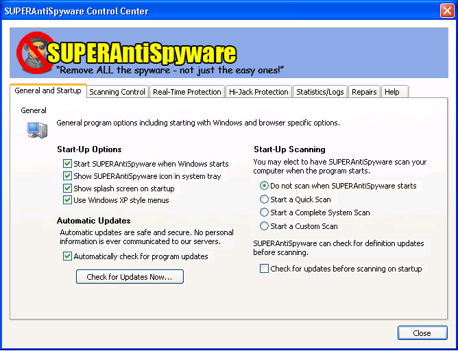 Program SuperAntiSpyware Free Edition 1
