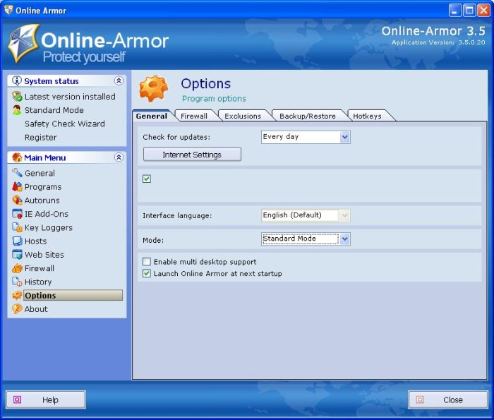 Program Online Armor 2