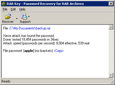 Program Rar Password Recovery Key 1