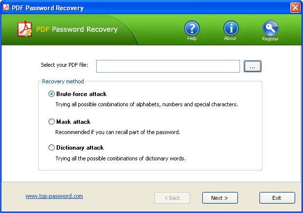 Program PDF Password Recovery 1